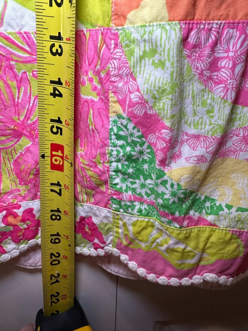 Vintage Lilly Pulitzer Pink & Green Patchwork A-Line Skirt Size 8 100% cotton - Picture 8 of 9